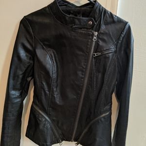 Faux leather moto jacket women's